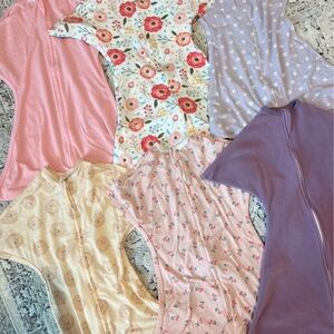 Floral and Solid Baby Zippadee sleep sacks